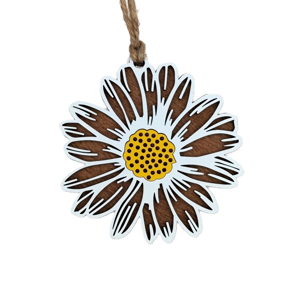 White Daisy Christmas Ornament