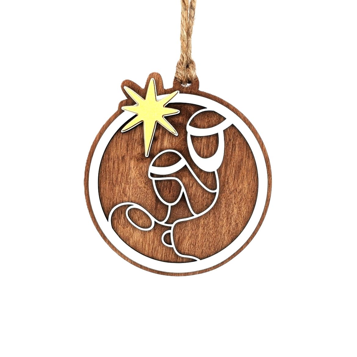 Nativity Ornaments with Mary, Joseph, Jesus and North Star