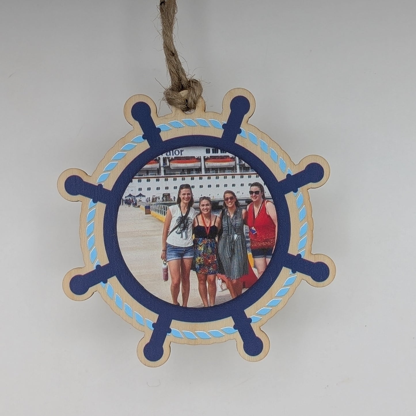 Blue Rope Cruise Ship Christmas Ornament