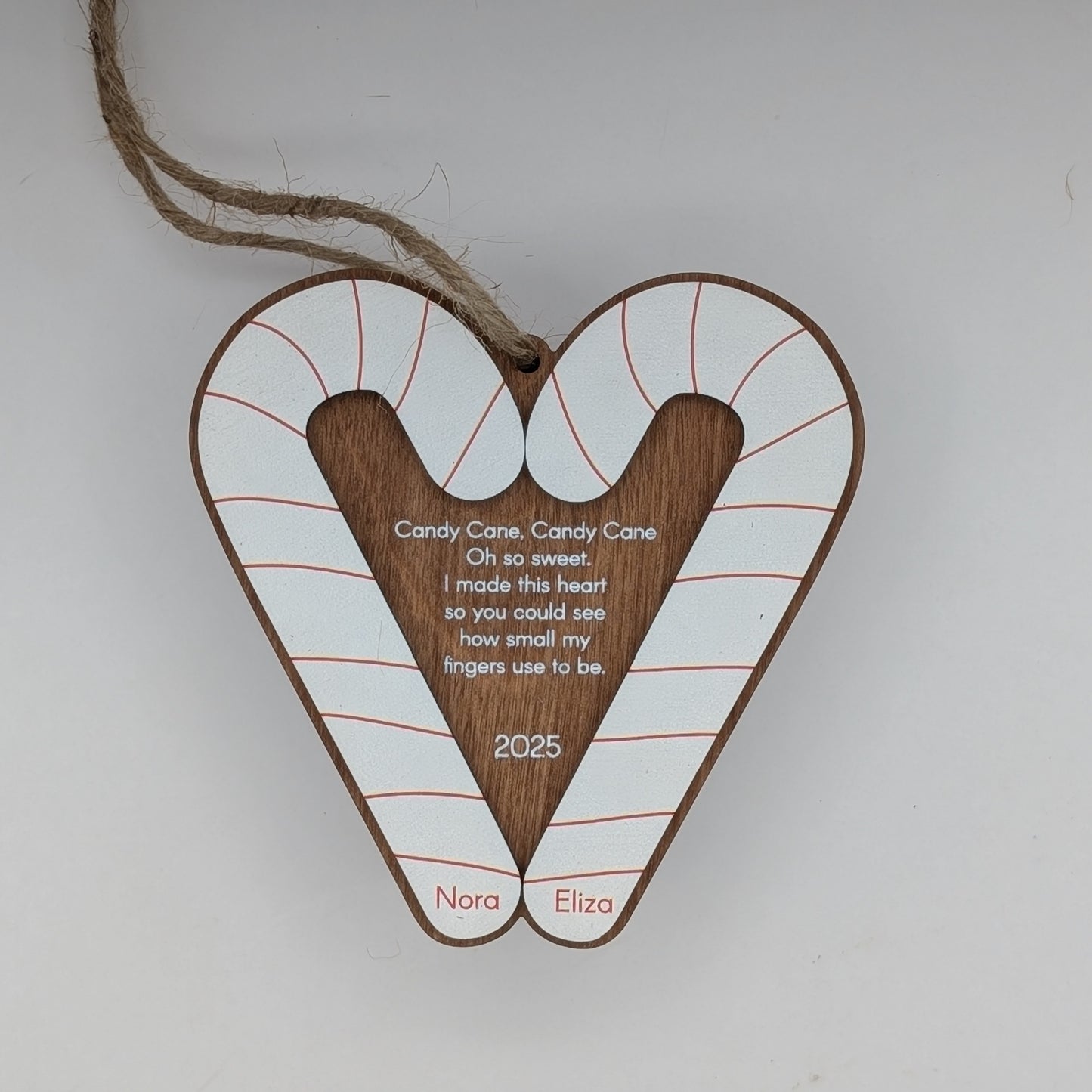 Candy Cane Finger Print Christmas Ornament