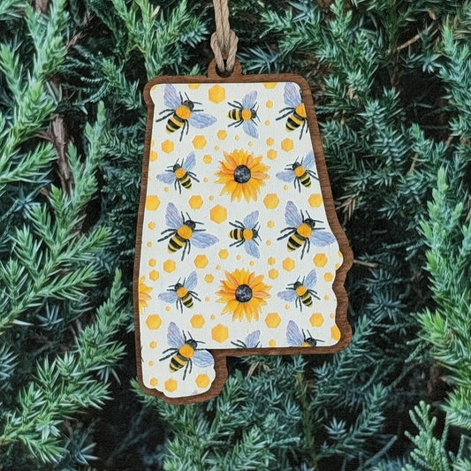 Bee and Sunflower Alabama Christmas Ornament
