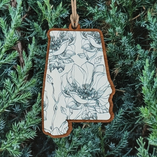 Alabama Magnolia Line Art Ornament