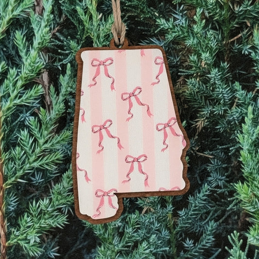 Alabama Pink Bow Ornament