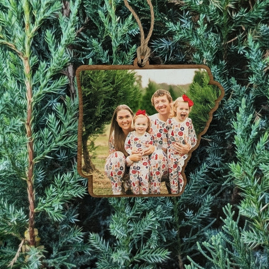 CUSTOM PHOTO Arkansas Christmas Ornament