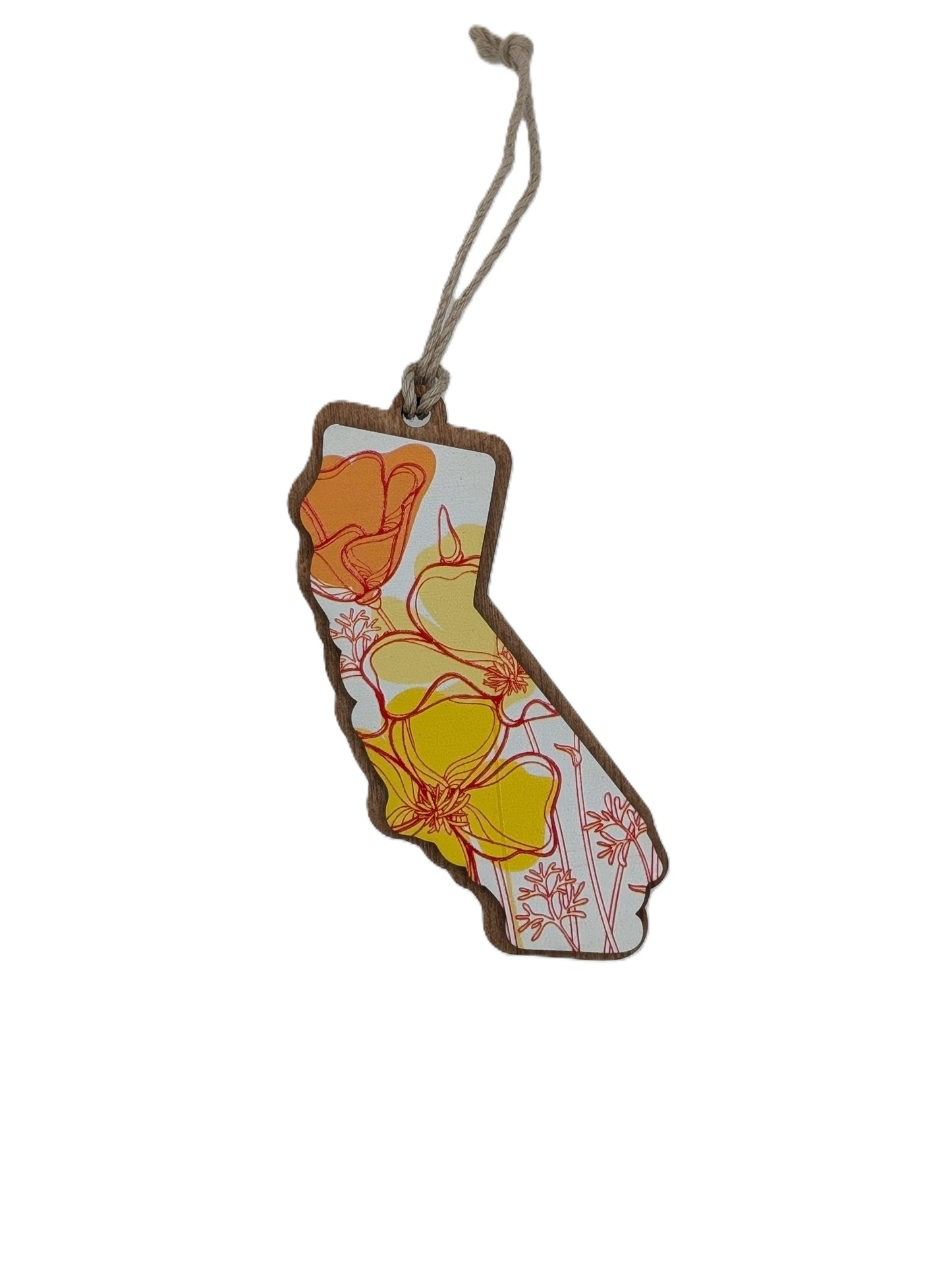 California Poppy Line Art Ornament