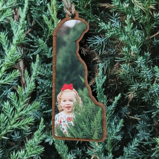 CUSTOM PHOTO Delaware Christmas Ornament