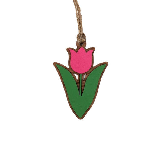 Tulip Ornament, Pink flower, Personalize the flower with name and year