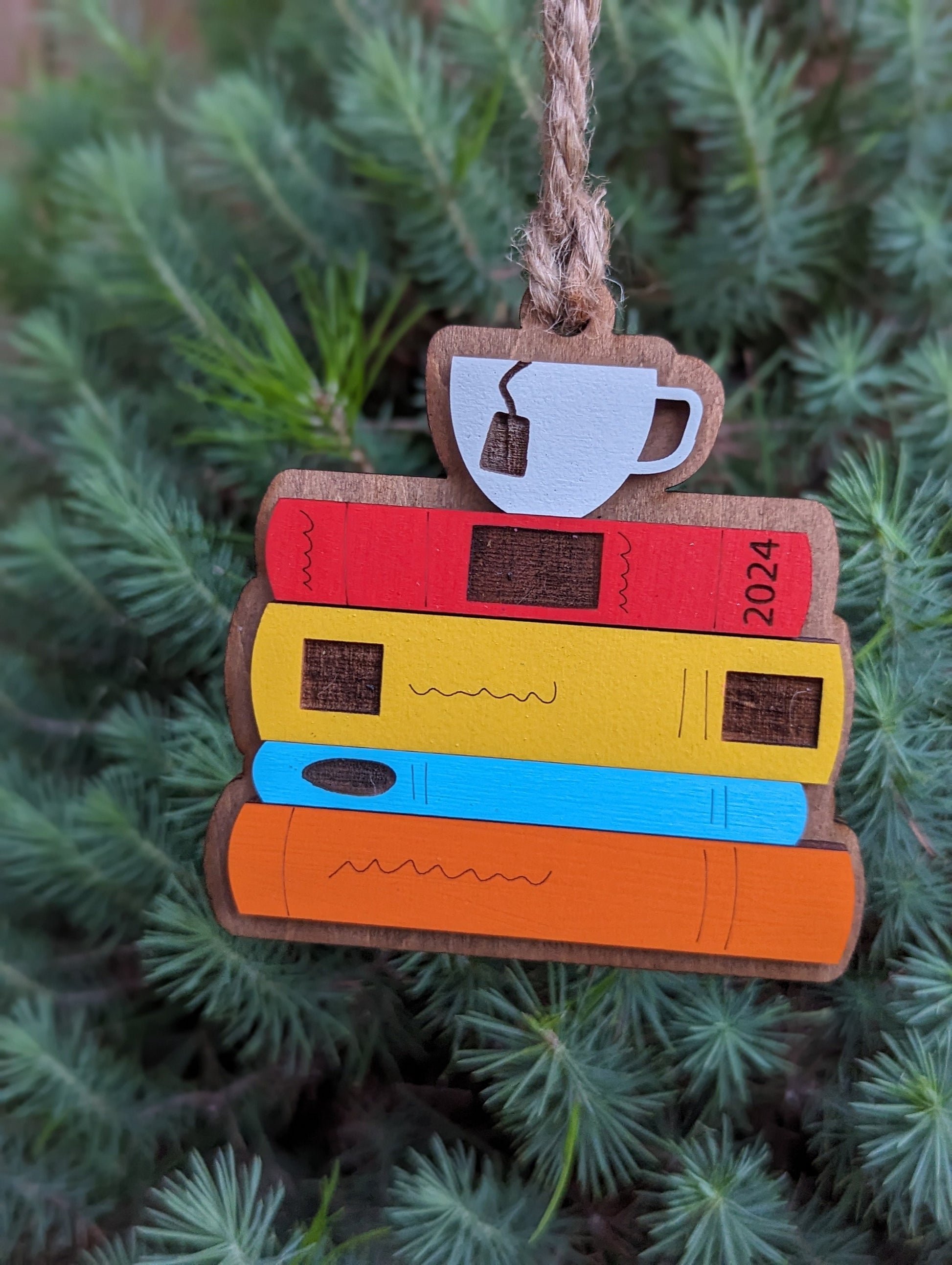 Tea and Book Christmas Ornament