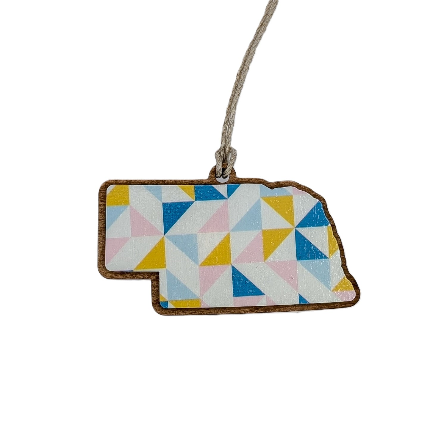 Nebraska Barn Quilt Pattern Wooden Christmas Ornament