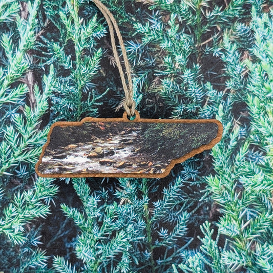 Tennessee Mountain Stream Wooden Christmas Ornament