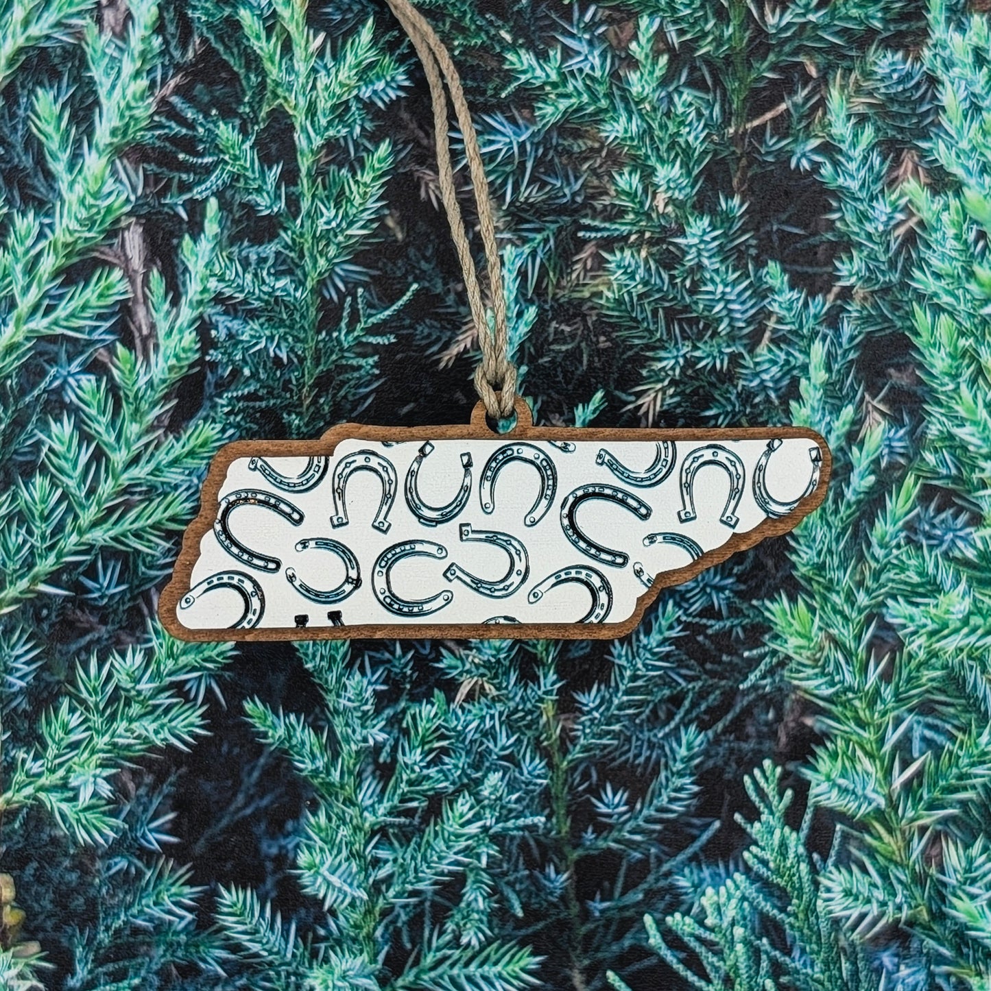 Tennessee Horseshoe Pattern Wooden Christmas Ornament