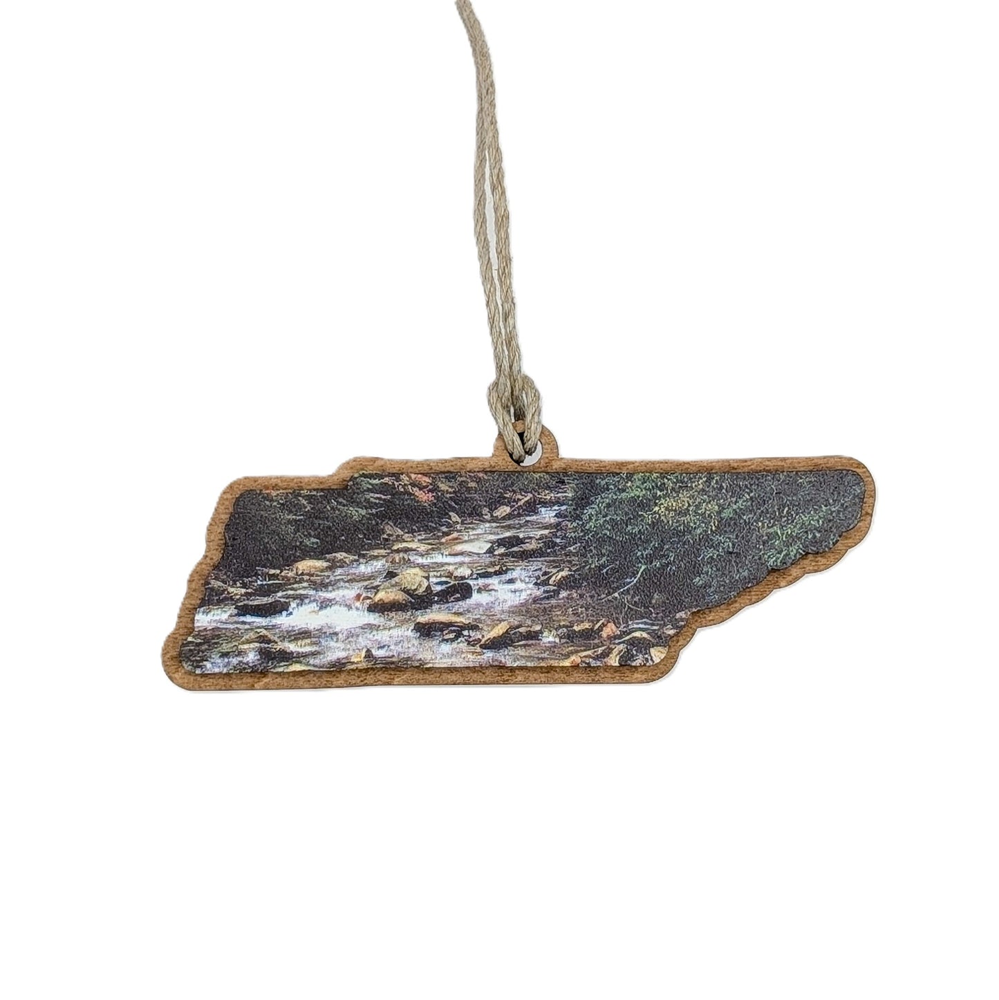 Tennessee Mountain Stream Wooden Christmas Ornament