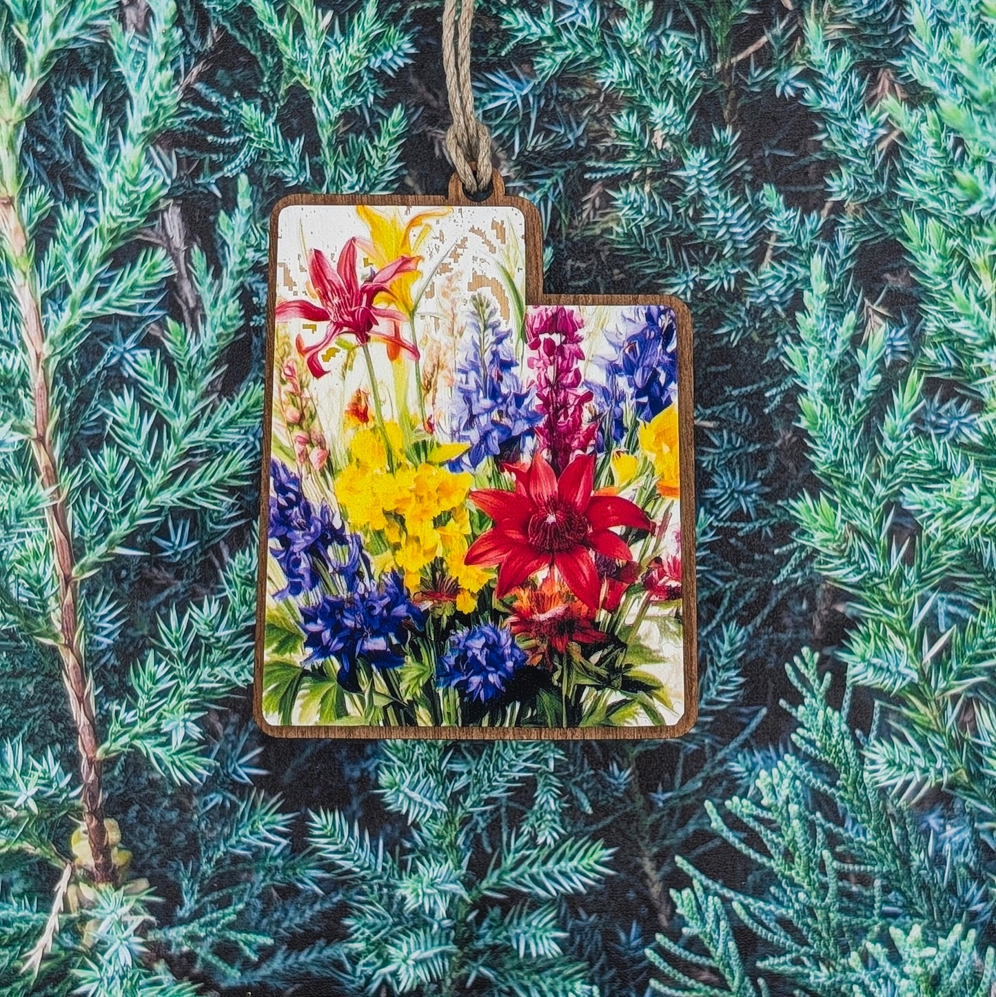 Utah Wildflower Wooden Christmas Ornament