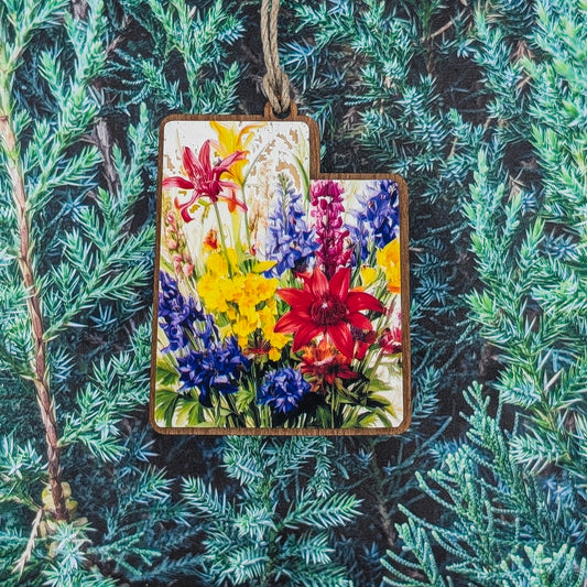 Utah Wildflower Wooden Christmas Ornament
