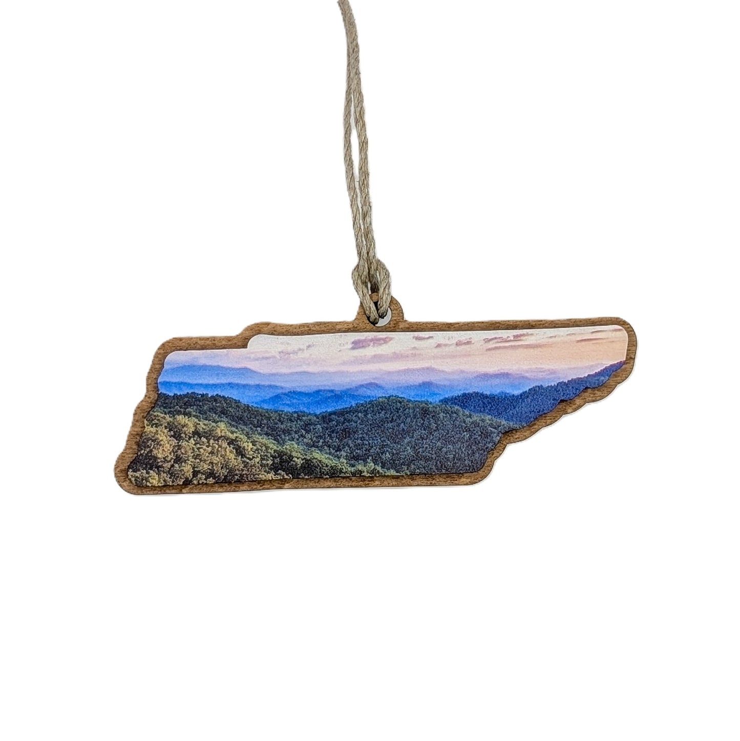 Tennessee Smoky Mountains Sunset Wooden Christmas Ornament