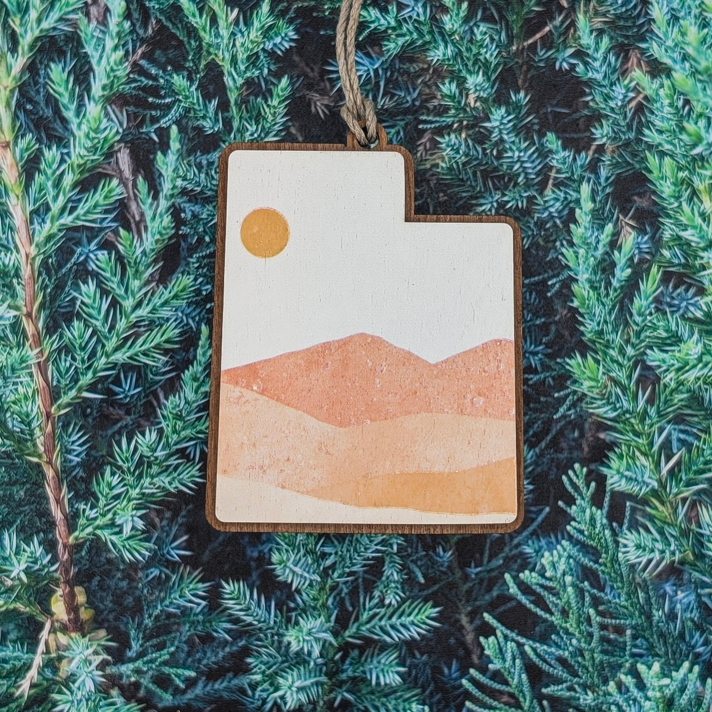 Utah Desert Sun Wooden Christmas Ornament