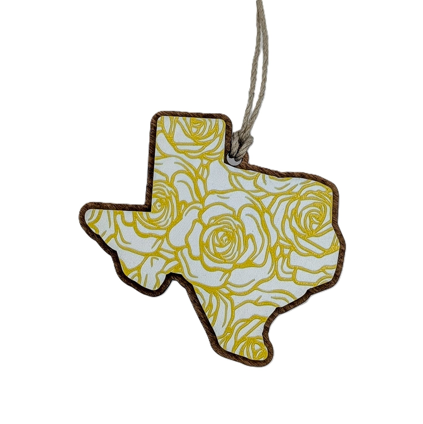 Texas Yellow Rose Wooden Christmas Ornament 2