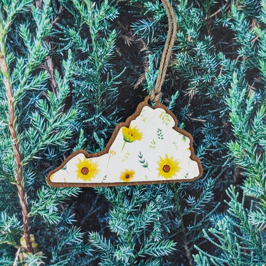 Virginia Sunflower Wooden Christmas Ornament