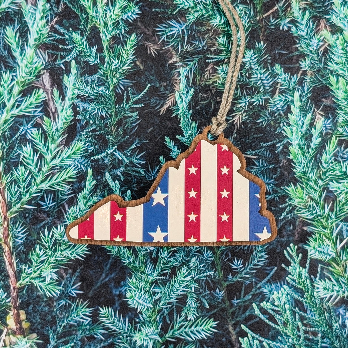 Virginia  Patriotic Wooden Christmas Ornament