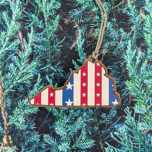 Virginia  Patriotic Wooden Christmas Ornament