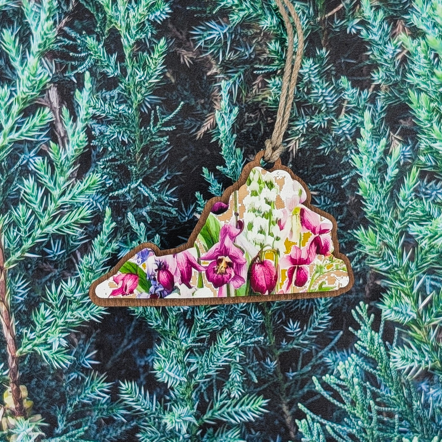 Virginia Wildflower Wooden Christmas Ornament