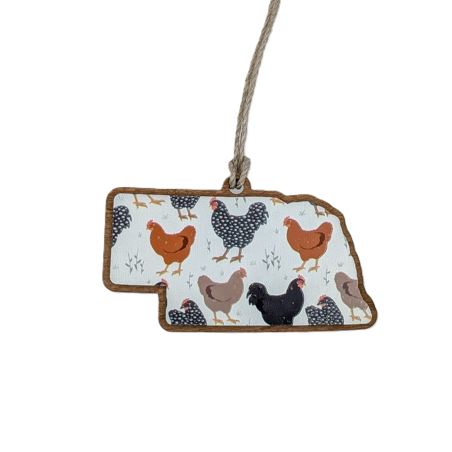 Nebraska Chicken Wooden Christmas Ornament