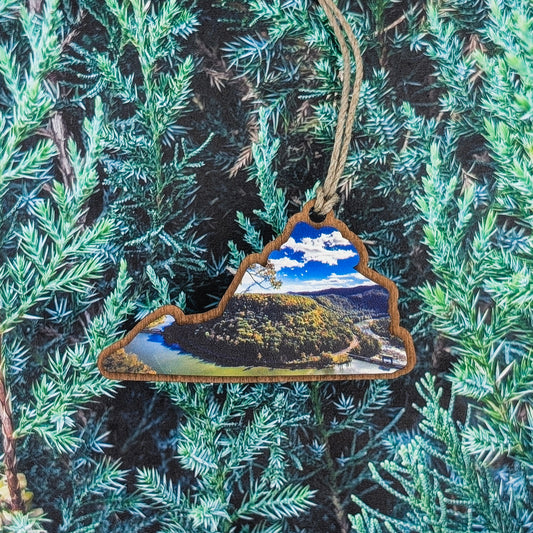 Virginia River Valley Landscape Wooden Christmas Ornament