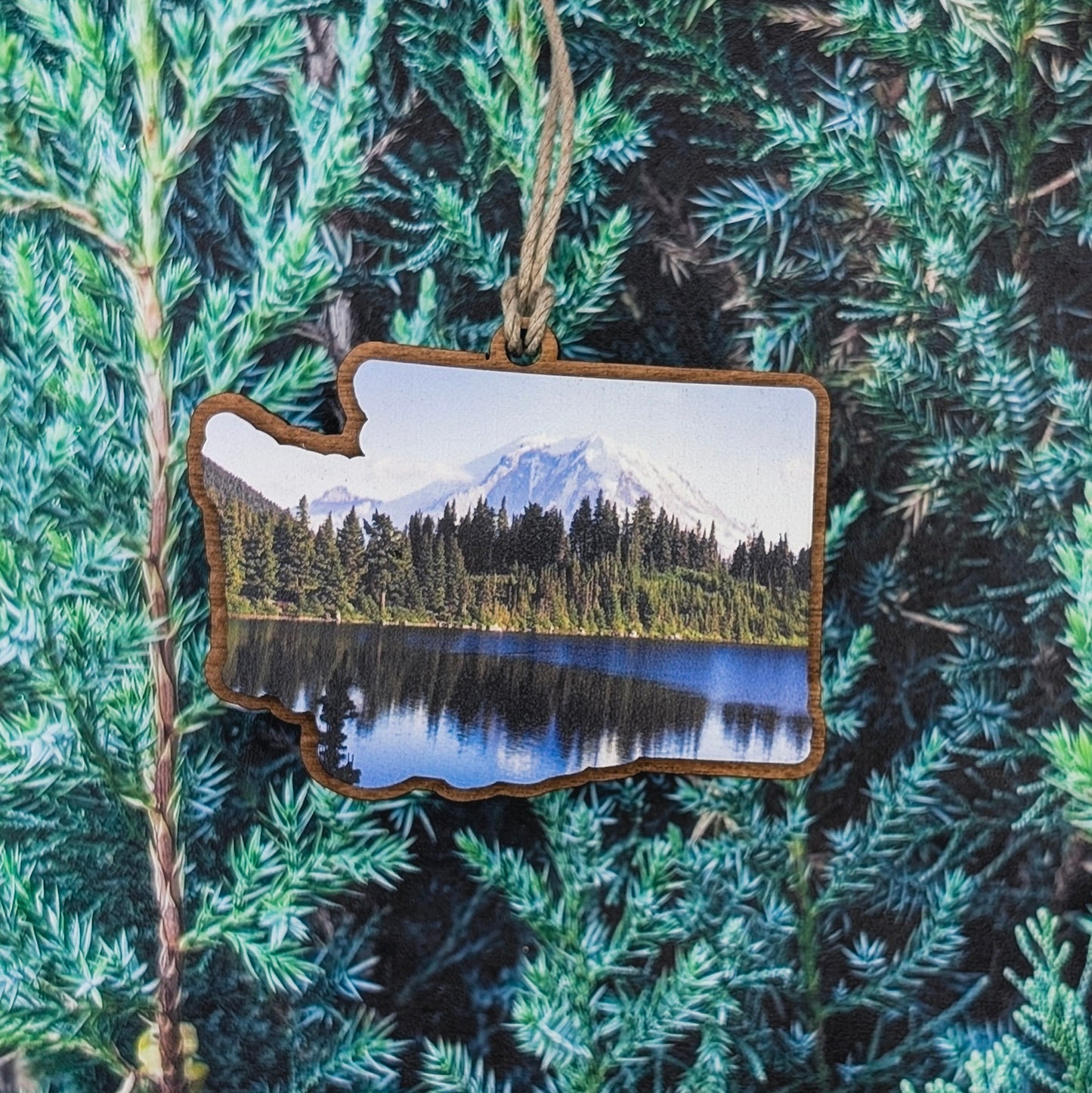 Washington Mount Rainier Wooden Christmas Ornament