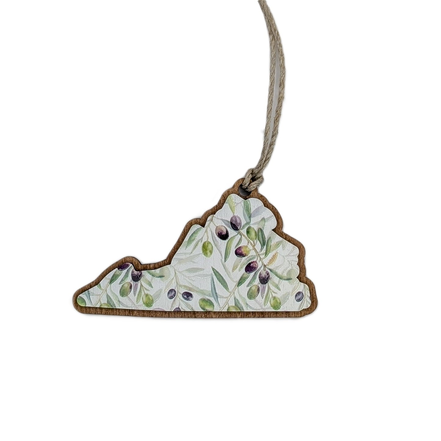 Virginia Olive Branch Wooden Christmas Ornament