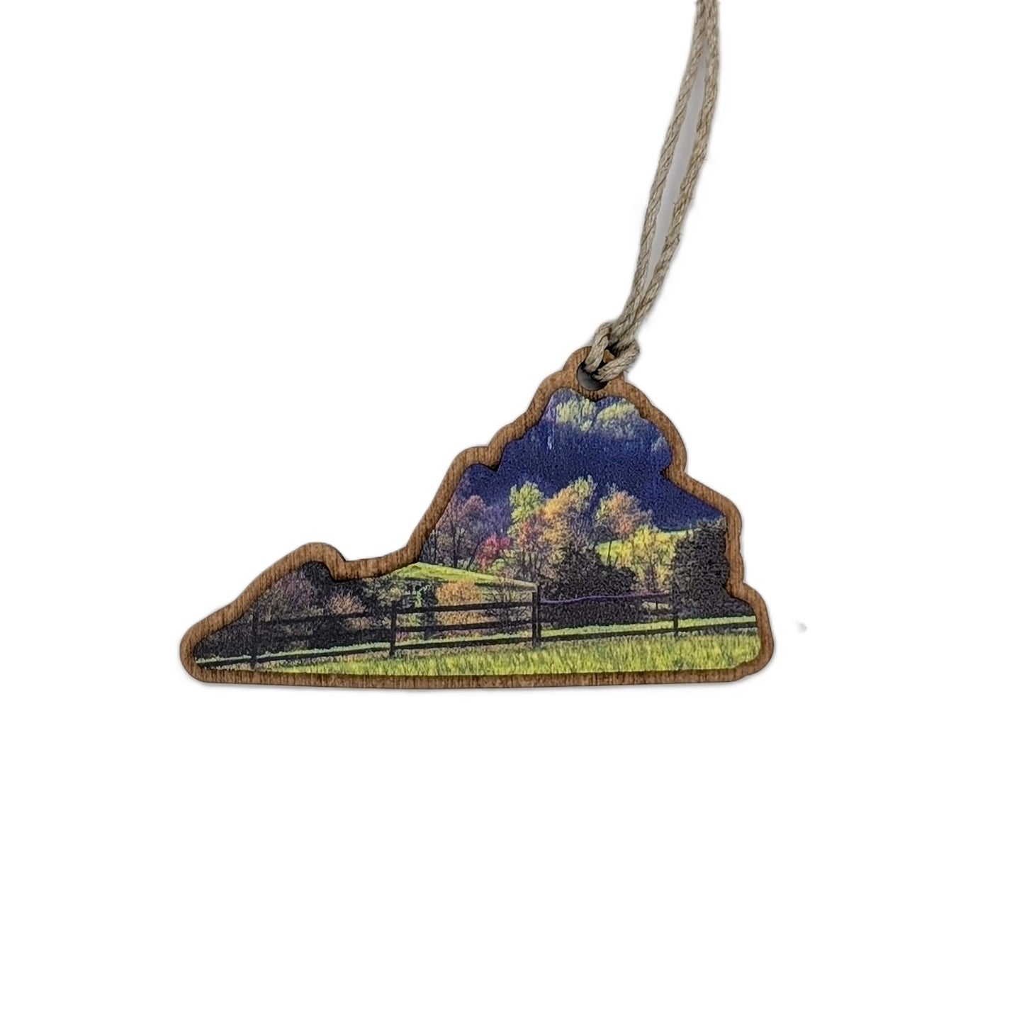 Virginia Countryside Fence Landscape Wooden Christmas Ornament