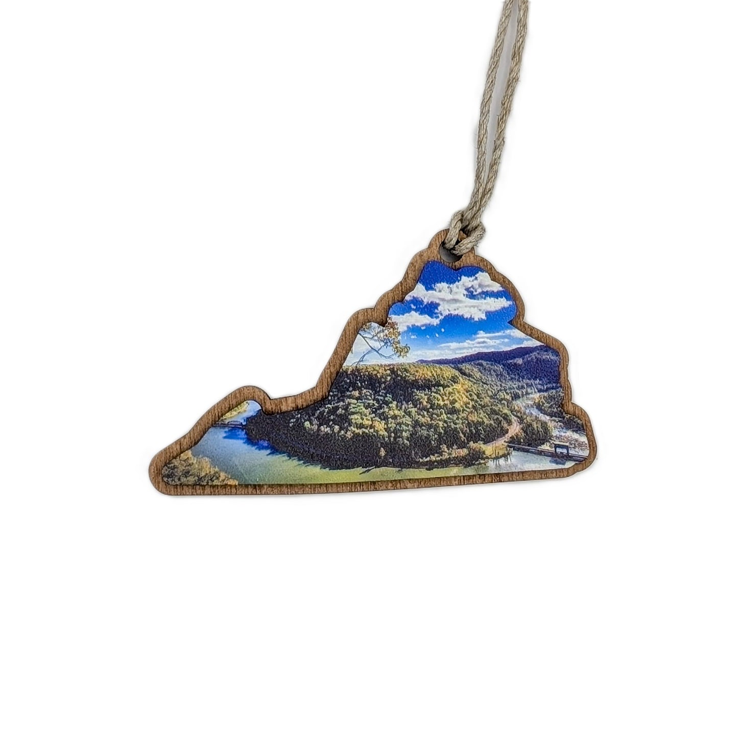 Virginia River Valley Landscape Wooden Christmas Ornament