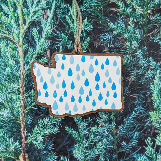Washington Rain Wooden Christmas Ornament