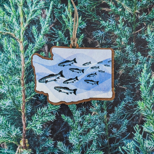 Washington Salmon Wooden Christmas Ornament