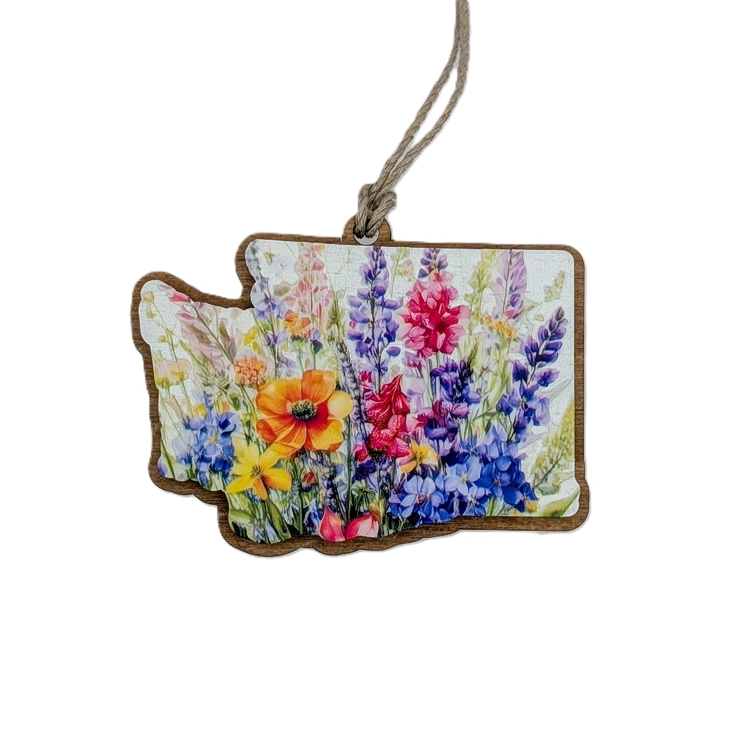 Washington Wildflower Wooden Christmas Ornament