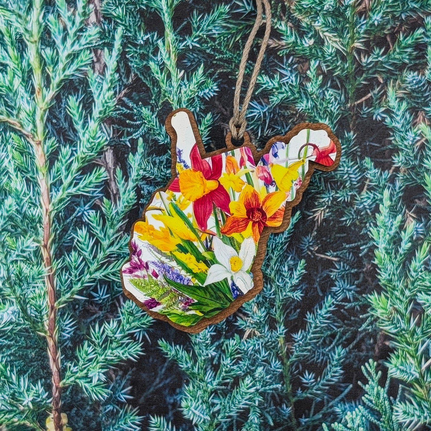 West Virginia Wildflower Wooden Christmas Ornament