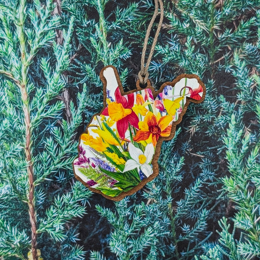 West Virginia Wildflower Wooden Christmas Ornament