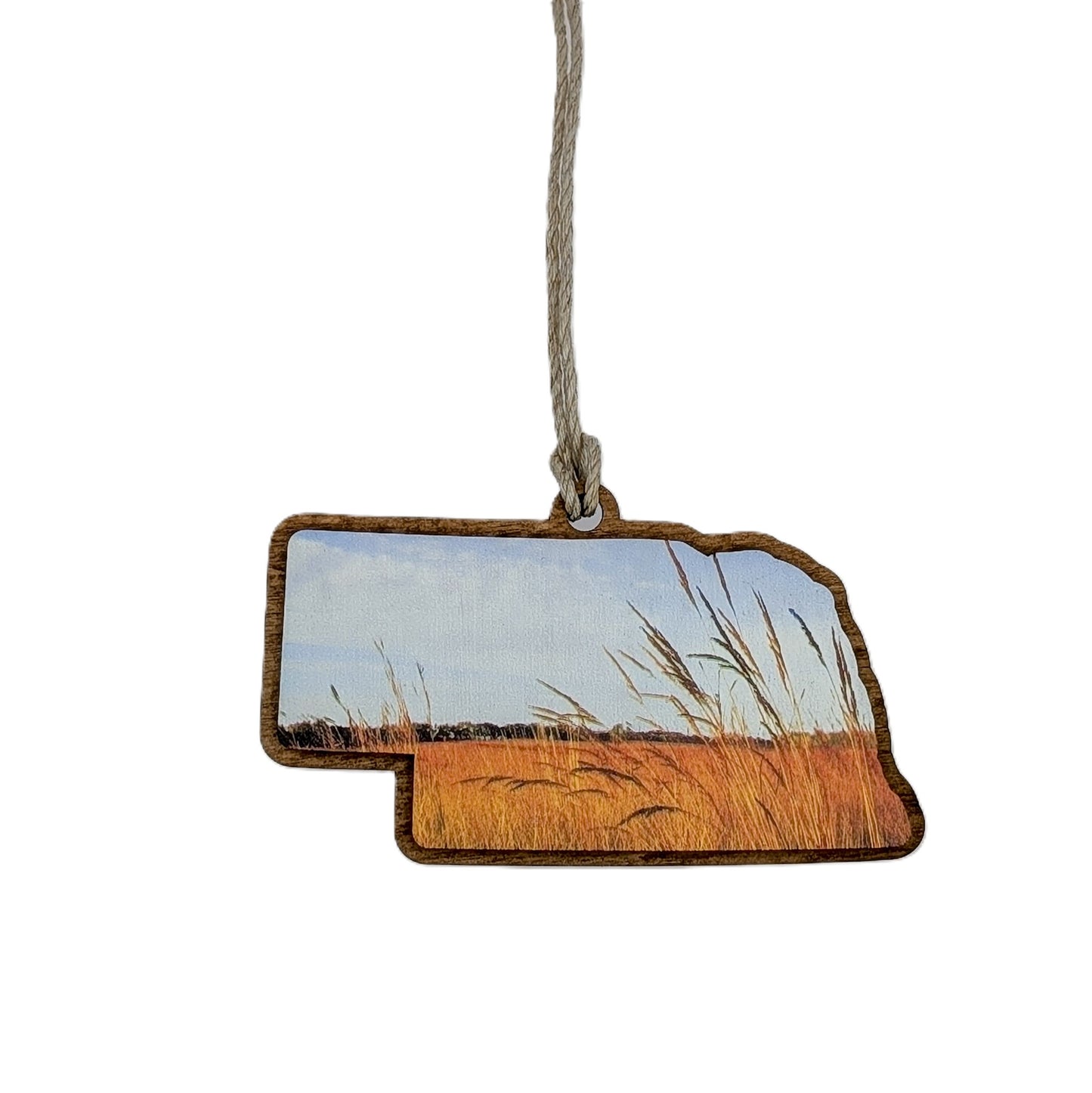 Nebraska Prairie Grass Wooden Christmas Ornament