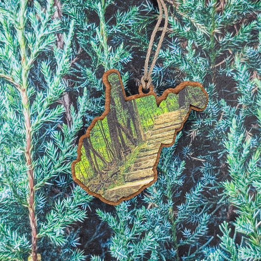 West Virginia Forest Trail Wooden Christmas Ornament