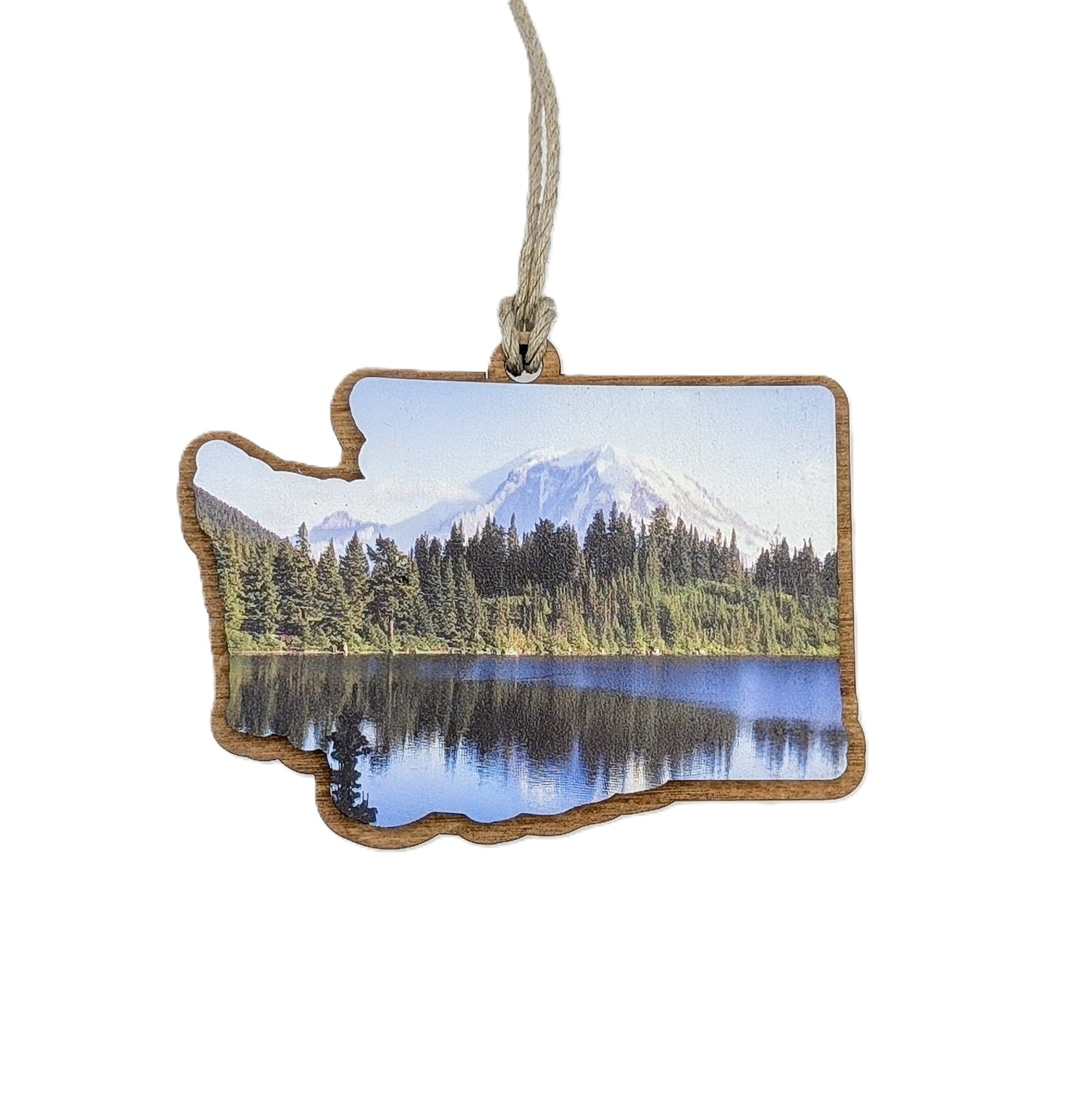 Washington Mount Rainier Wooden Christmas Ornament