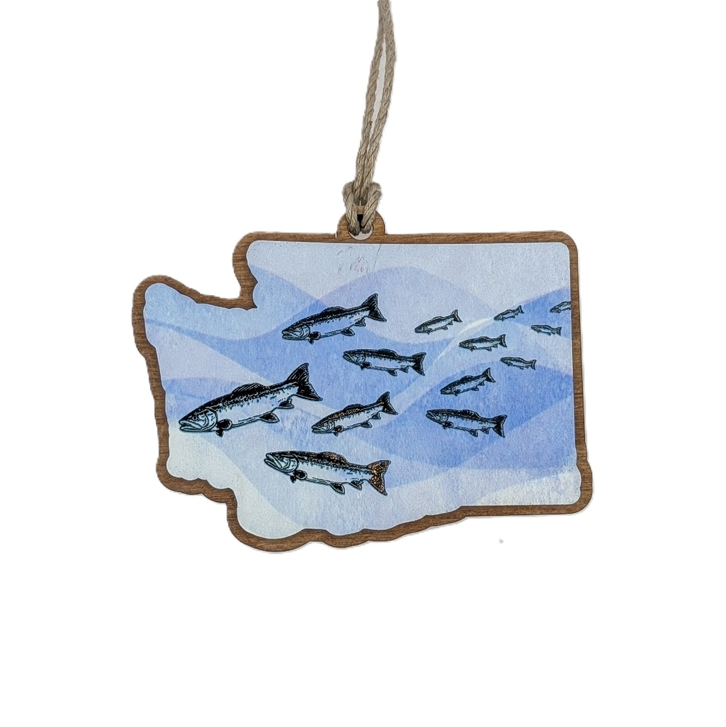 Washington Salmon Wooden Christmas Ornament