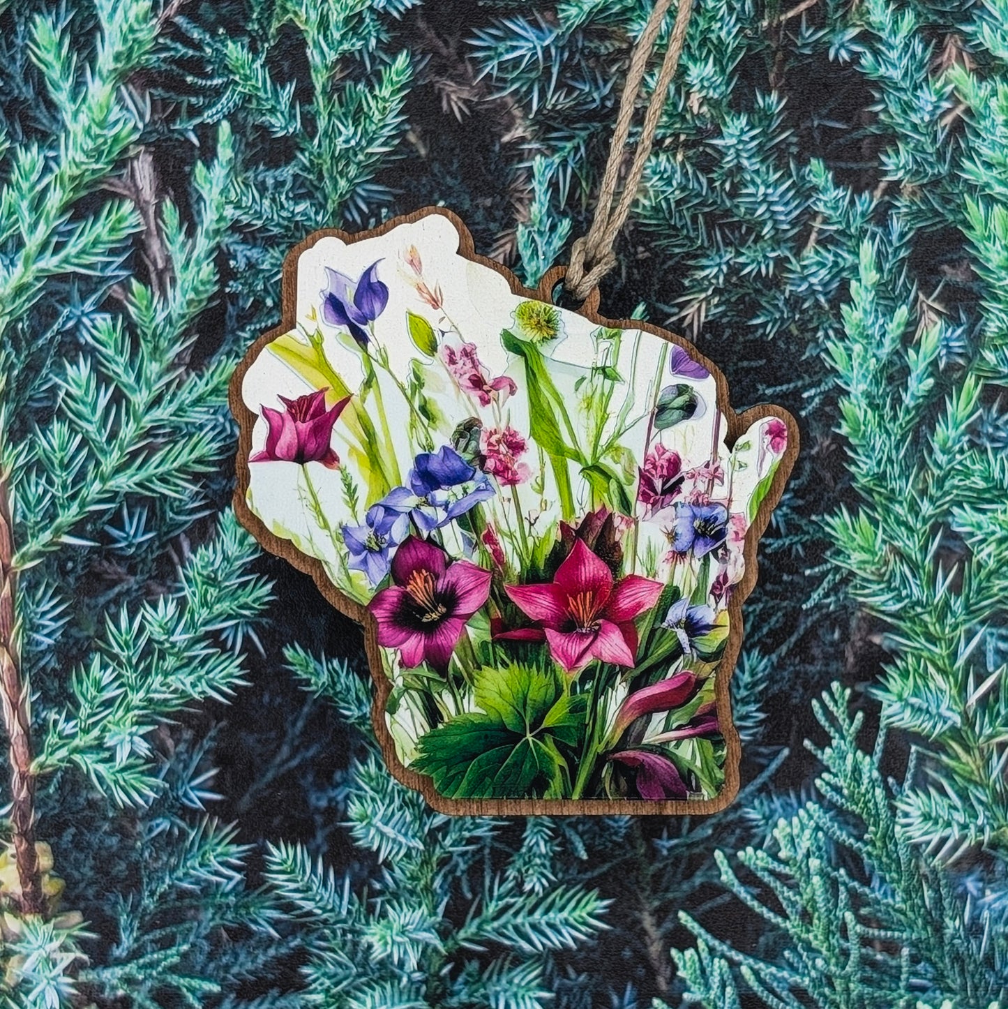 Wisconsin Wildflower Wooden Christmas Ornament