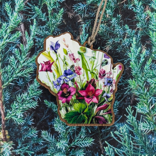 Wisconsin Wildflower Wooden Christmas Ornament