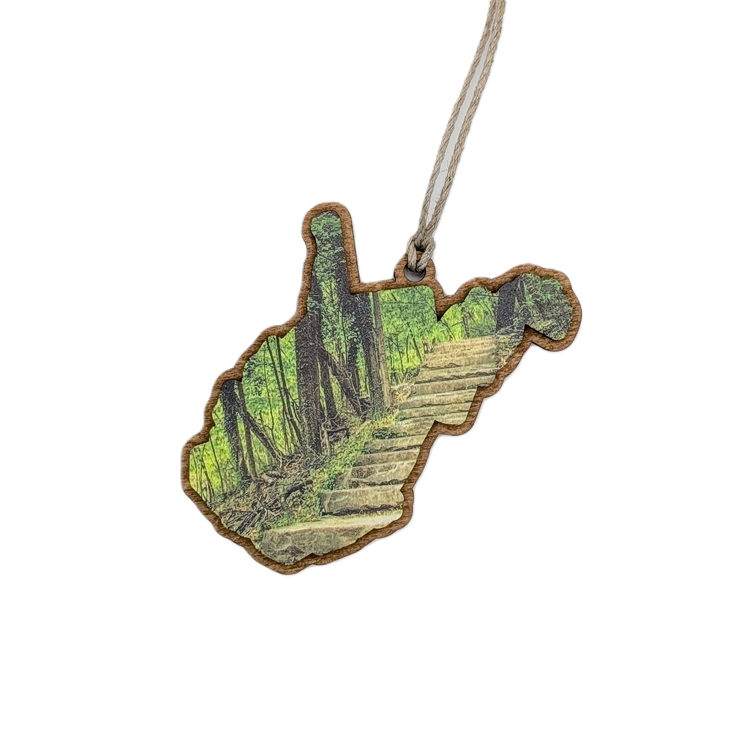 West Virginia Forest Trail Wooden Christmas Ornament