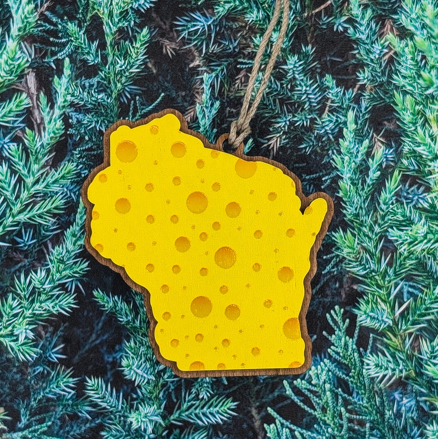 Wisconsin Cheese Wooden Christmas Ornament