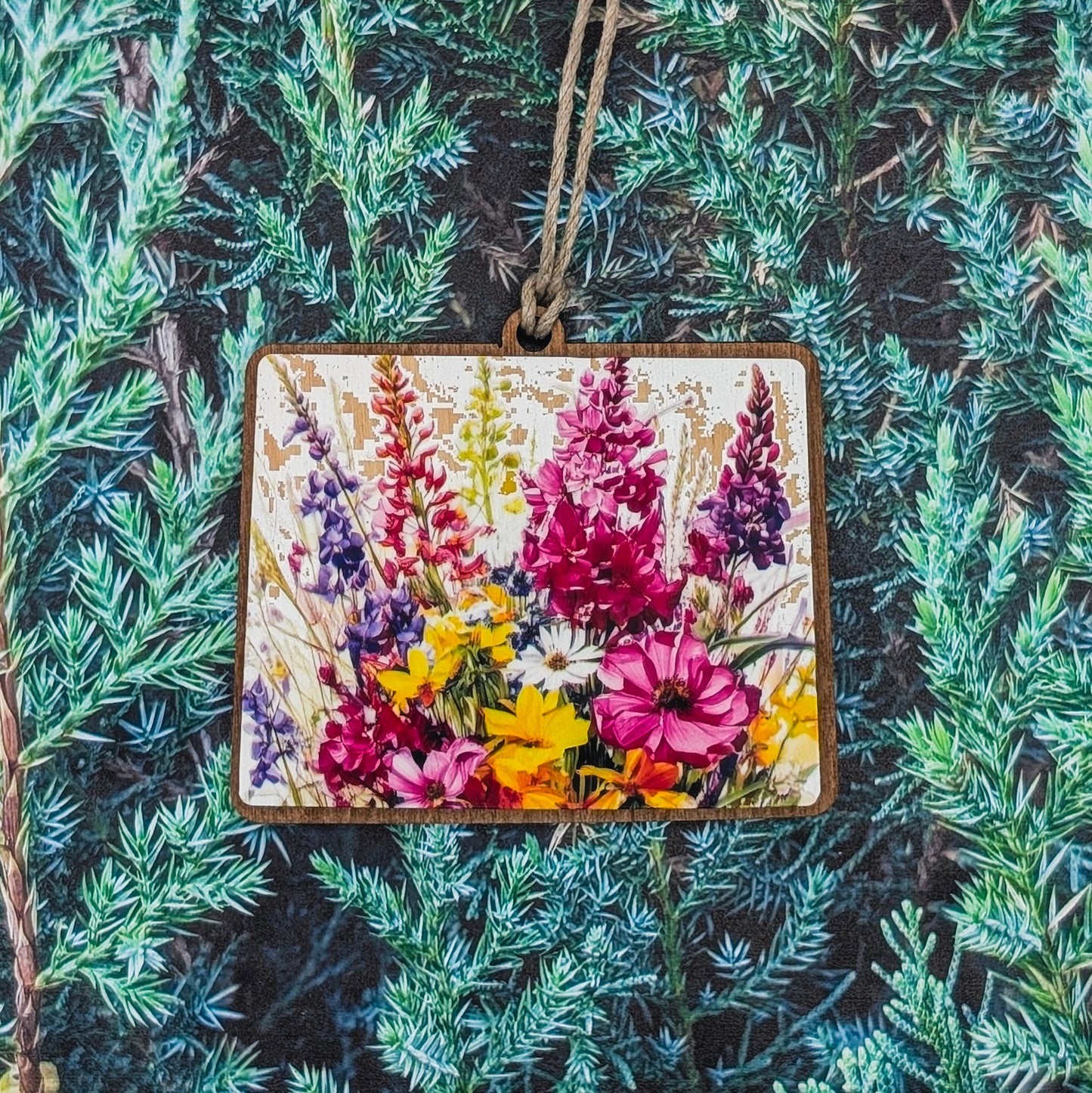 Wyoming Wildflower Wooden Christmas Ornament