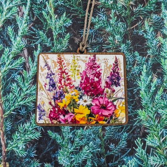 Wyoming Wildflower Wooden Christmas Ornament