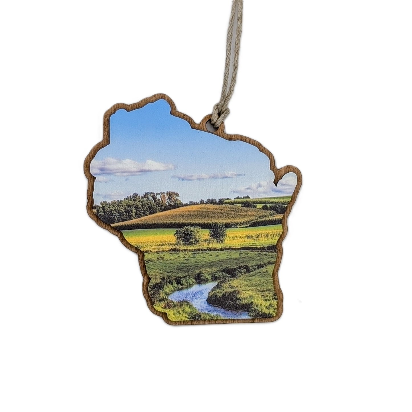 Wisconsin Countryside Wooden Christmas Ornament