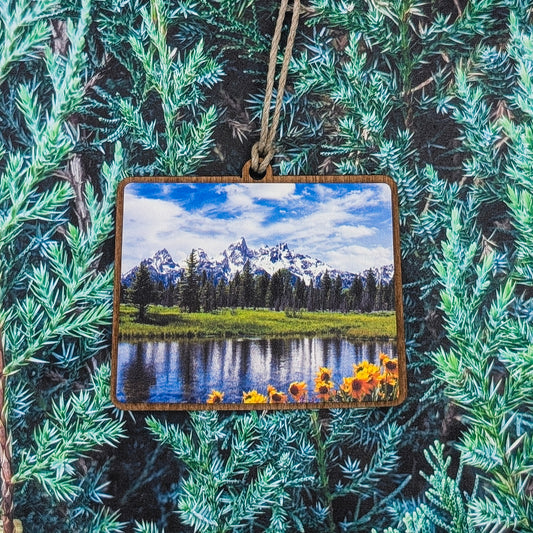 Wyoming Grand Teton Landscape Wooden Christmas Ornament