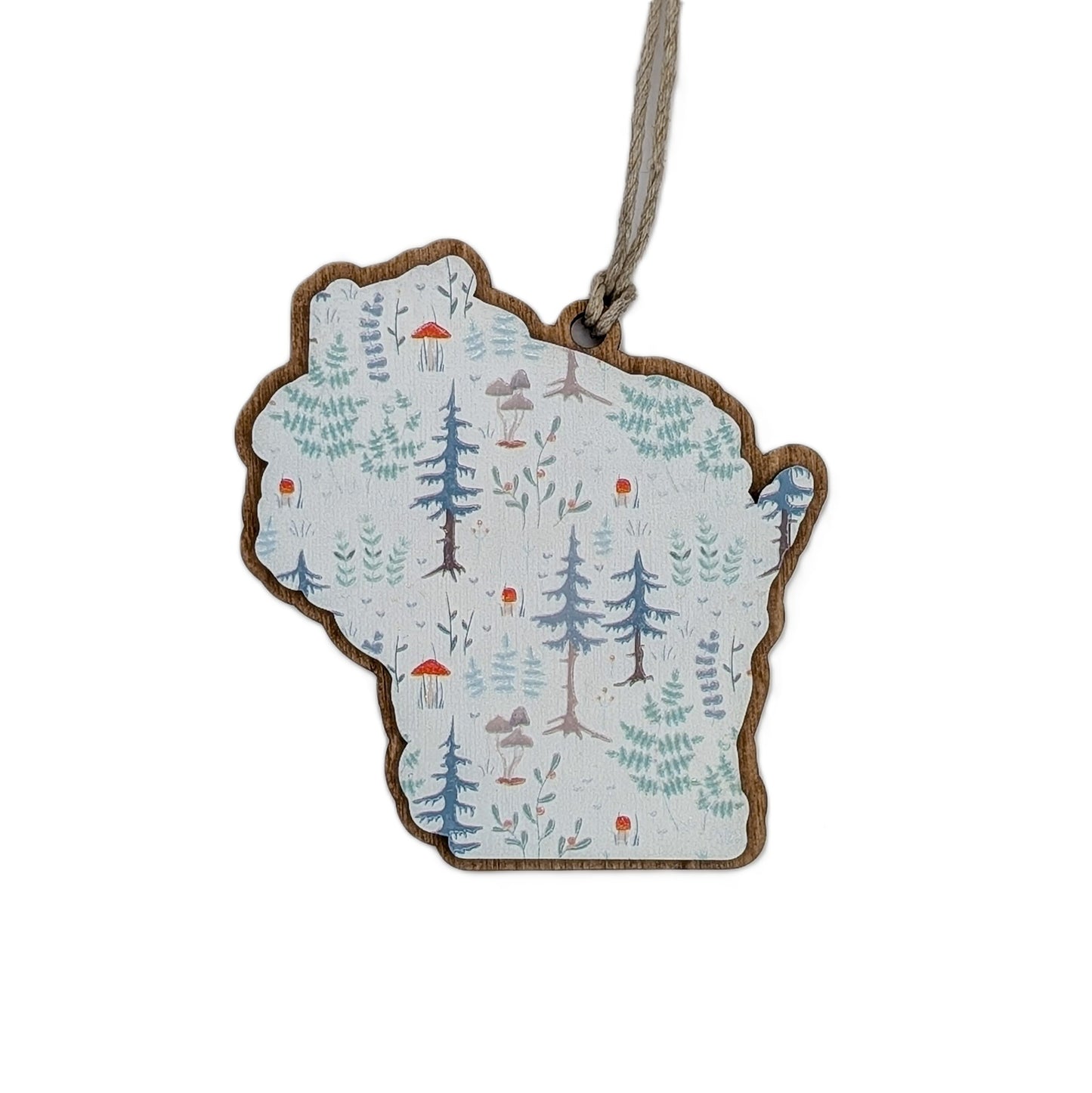 Wisconsin Woodland Pattern Wooden Christmas Ornament
