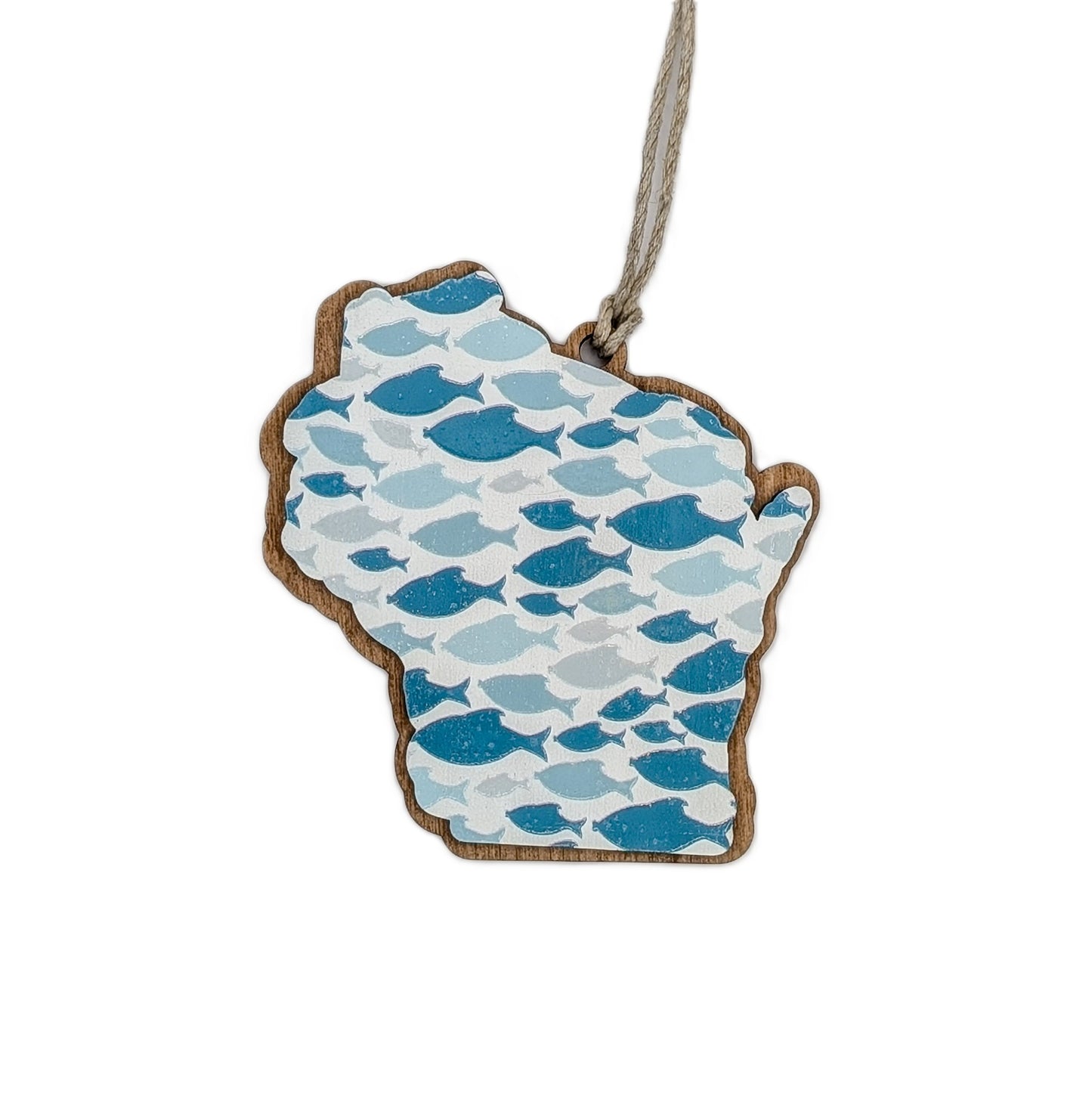 Wisconsin Fish Pattern Wooden Christmas Ornament
